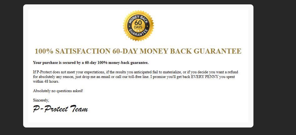 60-day guarantee graphic supplied by publisher